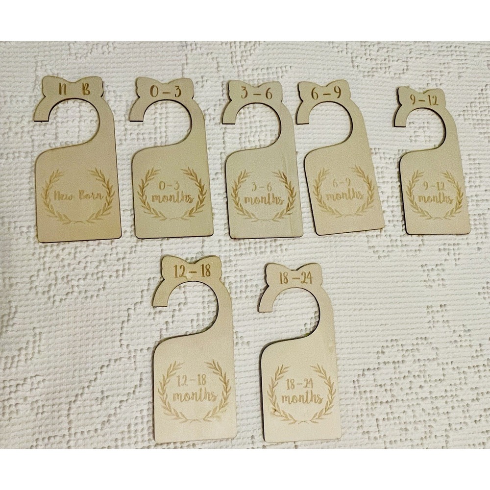 Wooden Baby Nursery Closet Dividers Set of 7 Newborn to 24 Month